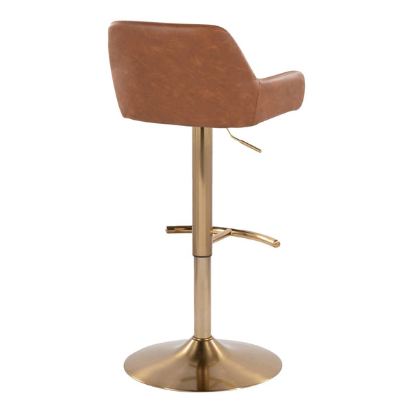 English Elm Contemporary Swivel Barstool Set Faux Leather Seat Gold Pedestal Base for Kitchen Islands Camel B202P291154