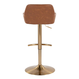 English Elm Contemporary Swivel Barstool Set Faux Leather Seat Gold Pedestal Base for Kitchen Islands Camel B202P291154