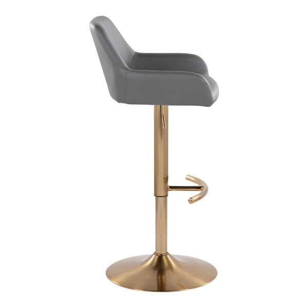 English Elm Contemporary Swivel Barstool Set Faux Leather Seat Gold Pedestal Base for Kitchen Islands Gray B202P291155