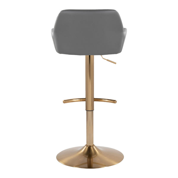 English Elm Contemporary Swivel Barstool Set Faux Leather Seat Gold Pedestal Base for Kitchen Islands Gray B202P291155