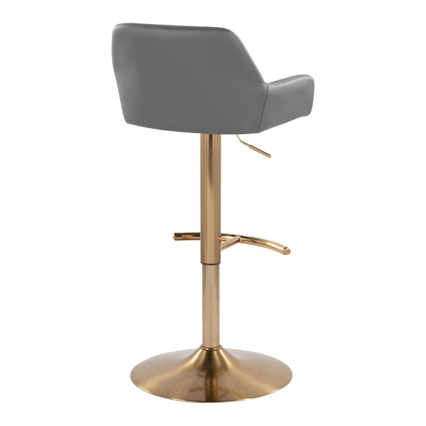 English Elm Contemporary Swivel Barstool Set Faux Leather Seat Gold Pedestal Base for Kitchen Islands Gray B202P291155
