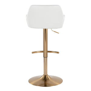 English Elm Contemporary Swivel Barstool Set Faux Leather Seat Gold Pedestal Base for Kitchen Islands White B202P291156