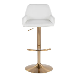 English Elm Contemporary Swivel Barstool Set Faux Leather Seat Gold Pedestal Base for Kitchen Islands White B202P291156