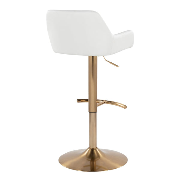 English Elm Contemporary Swivel Barstool Set Faux Leather Seat Gold Pedestal Base for Kitchen Islands White B202P291156