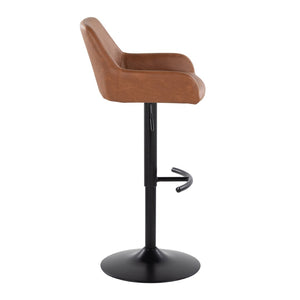 English Elm Contemporary Swivel Barstools Adjustable Height Faux Leather Seats Black Base Set of 2 Camel B202P291157