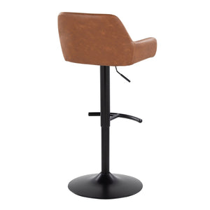 English Elm Contemporary Swivel Barstools Adjustable Height Faux Leather Seats Black Base Set of 2 Camel B202P291157