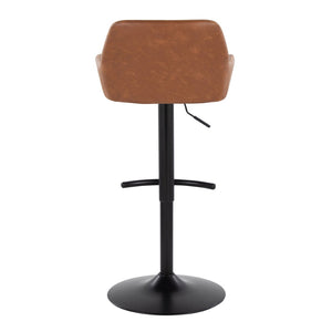 English Elm Contemporary Swivel Barstools Adjustable Height Faux Leather Seats Black Base Set of 2 Camel B202P291157