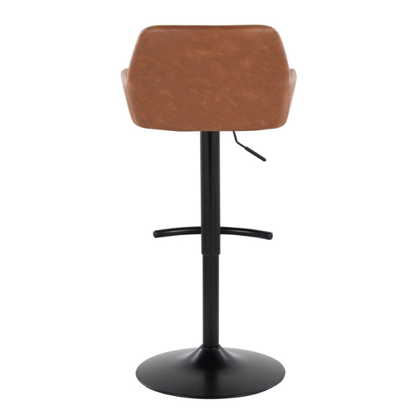English Elm Contemporary Swivel Barstools Adjustable Height Faux Leather Seats Black Base Set of 2 Camel B202P291157