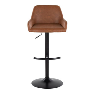 English Elm Contemporary Swivel Barstools Adjustable Height Faux Leather Seats Black Base Set of 2 Camel B202P291157