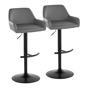 English Elm Contemporary Swivel Barstools Adjustable Height Faux Leather Seats Black Base Set of 2 Gray B202P291158