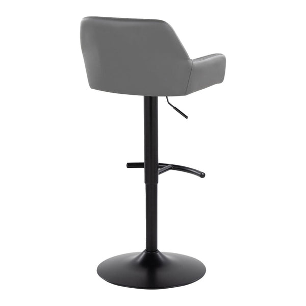 English Elm Contemporary Swivel Barstools Adjustable Height Faux Leather Seats Black Base Set of 2 Gray B202P291158