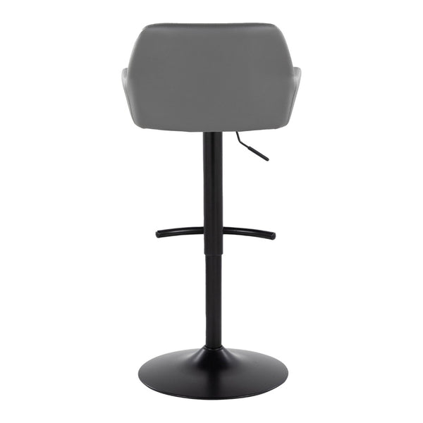 English Elm Contemporary Swivel Barstools Adjustable Height Faux Leather Seats Black Base Set of 2 Gray B202P291158