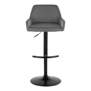 English Elm Contemporary Swivel Barstools Adjustable Height Faux Leather Seats Black Base Set of 2 Gray B202P291158