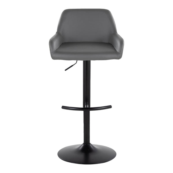 English Elm Contemporary Swivel Barstools Adjustable Height Faux Leather Seats Black Base Set of 2 Gray B202P291158