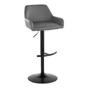 English Elm Contemporary Swivel Barstools Adjustable Height Faux Leather Seats Black Base Set of 2 Gray B202P291158