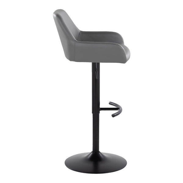 English Elm Contemporary Swivel Barstools Adjustable Height Faux Leather Seats Black Base Set of 2 Gray B202P291158
