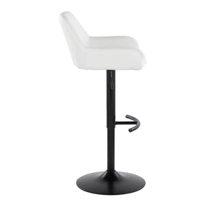 English Elm Contemporary Swivel Barstools Adjustable Height Faux Leather Seats Black Base Set of 2 White B202P291159