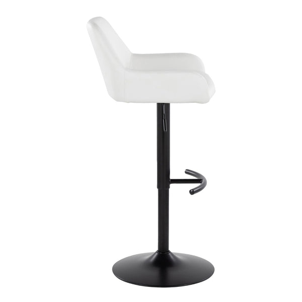 English Elm Contemporary Swivel Barstools Adjustable Height Faux Leather Seats Black Base Set of 2 White B202P291159