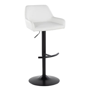 English Elm Contemporary Swivel Barstools Adjustable Height Faux Leather Seats Black Base Set of 2 White B202P291159