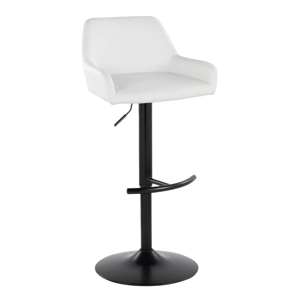 English Elm Contemporary Swivel Barstools Adjustable Height Faux Leather Seats Black Base Set of 2 White B202P291159