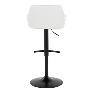 English Elm Contemporary Swivel Barstools Adjustable Height Faux Leather Seats Black Base Set of 2 White B202P291159