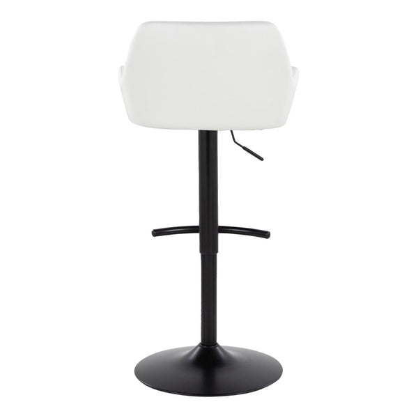 English Elm Contemporary Swivel Barstools Adjustable Height Faux Leather Seats Black Base Set of 2 White B202P291159