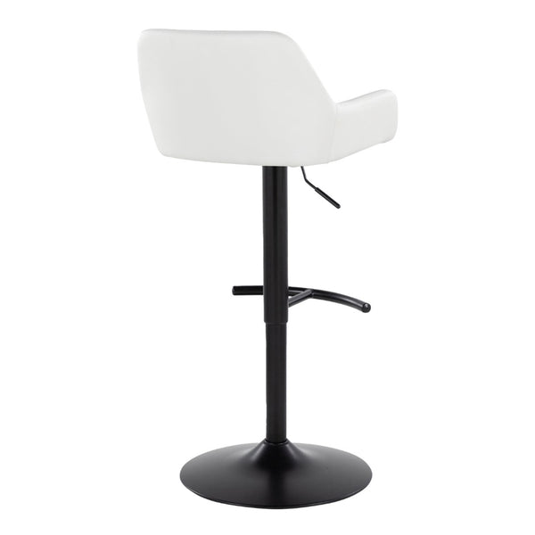 English Elm Contemporary Swivel Barstools Adjustable Height Faux Leather Seats Black Base Set of 2 White B202P291159