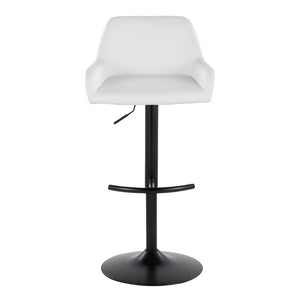 English Elm Contemporary Swivel Barstools Adjustable Height Faux Leather Seats Black Base Set of 2 White B202P291159