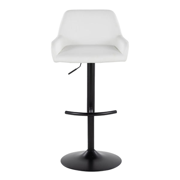 English Elm Contemporary Swivel Barstools Adjustable Height Faux Leather Seats Black Base Set of 2 White B202P291159