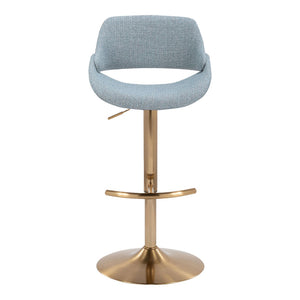 English Elm Contemporary Swivel Barstools with Gold Metal Base and Textured Fabric Set of 2 Blue B202P291160