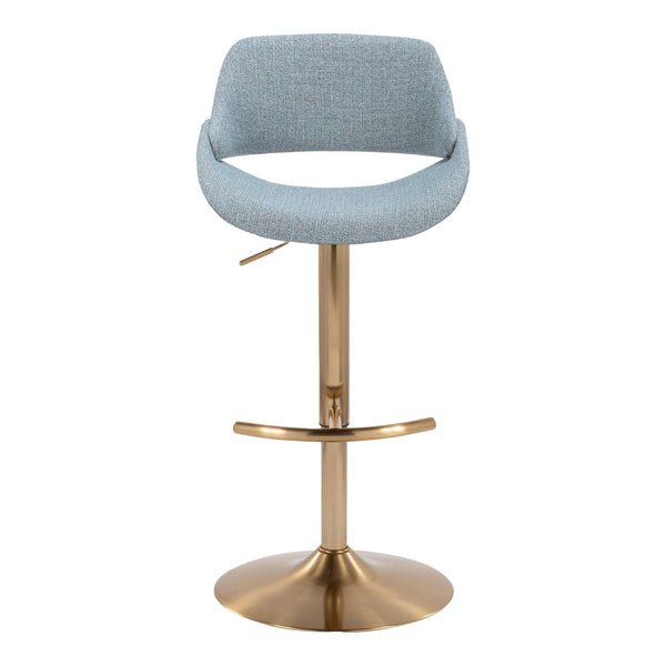 English Elm Contemporary Swivel Barstools with Gold Metal Base and Textured Fabric Set of 2 Blue B202P291160