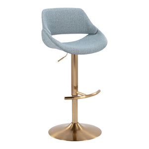 English Elm Contemporary Swivel Barstools with Gold Metal Base and Textured Fabric Set of 2 Blue B202P291160