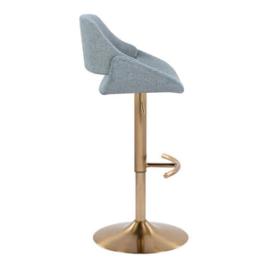 English Elm Contemporary Swivel Barstools with Gold Metal Base and Textured Fabric Set of 2 Blue B202P291160