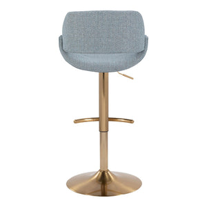English Elm Contemporary Swivel Barstools with Gold Metal Base and Textured Fabric Set of 2 Blue B202P291160