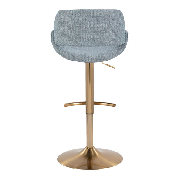 English Elm Contemporary Swivel Barstools with Gold Metal Base and Textured Fabric Set of 2 Blue B202P291160