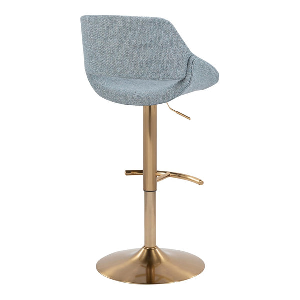 English Elm Contemporary Swivel Barstools with Gold Metal Base and Textured Fabric Set of 2 Blue B202P291160