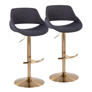 English Elm Contemporary Swivel Barstools with Gold Metal Base and Textured Fabric Set of 2 Charcoal B202P291161