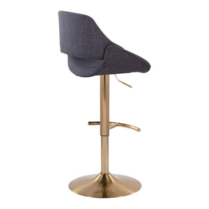 English Elm Contemporary Swivel Barstools with Gold Metal Base and Textured Fabric Set of 2 Charcoal B202P291161