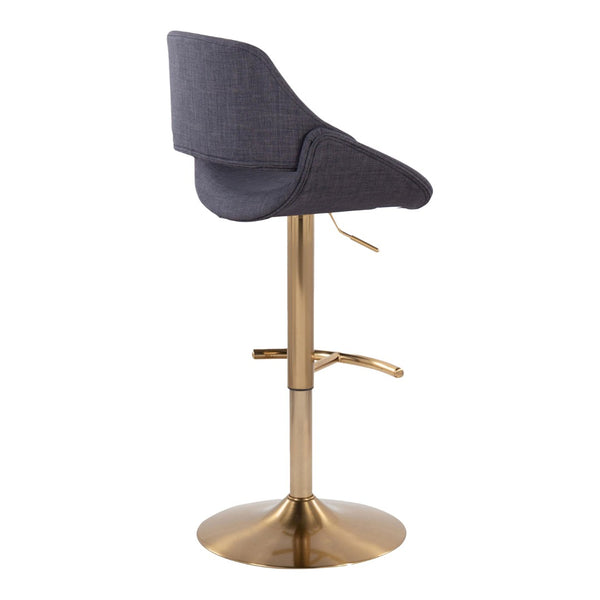 English Elm Contemporary Swivel Barstools with Gold Metal Base and Textured Fabric Set of 2 Charcoal B202P291161