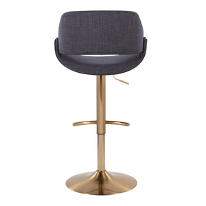 English Elm Contemporary Swivel Barstools with Gold Metal Base and Textured Fabric Set of 2 Charcoal B202P291161