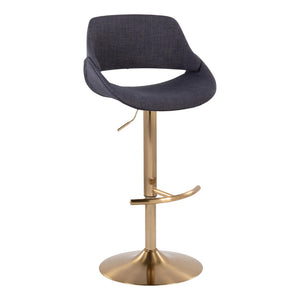 English Elm Contemporary Swivel Barstools with Gold Metal Base and Textured Fabric Set of 2 Charcoal B202P291161