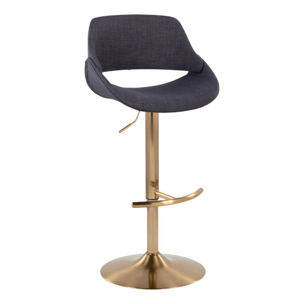 English Elm Contemporary Swivel Barstools with Gold Metal Base and Textured Fabric Set of 2 Charcoal B202P291161