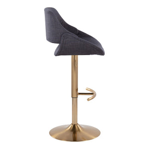 English Elm Contemporary Swivel Barstools with Gold Metal Base and Textured Fabric Set of 2 Charcoal B202P291161