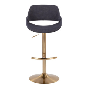 English Elm Contemporary Swivel Barstools with Gold Metal Base and Textured Fabric Set of 2 Charcoal B202P291161