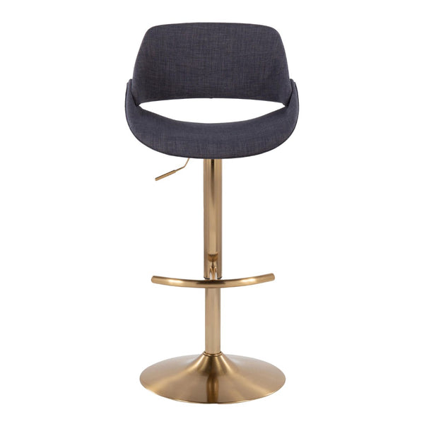 English Elm Contemporary Swivel Barstools with Gold Metal Base and Textured Fabric Set of 2 Charcoal B202P291161