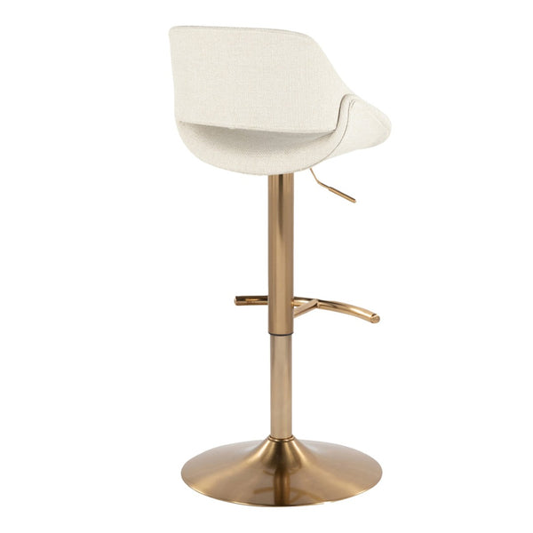 English Elm Contemporary Swivel Barstools with Gold Metal Base and Textured Fabric Set of 2 Cream B202P291162