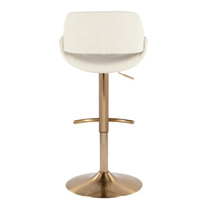 English Elm Contemporary Swivel Barstools with Gold Metal Base and Textured Fabric Set of 2 Cream B202P291162