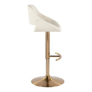 English Elm Contemporary Swivel Barstools with Gold Metal Base and Textured Fabric Set of 2 Cream B202P291162