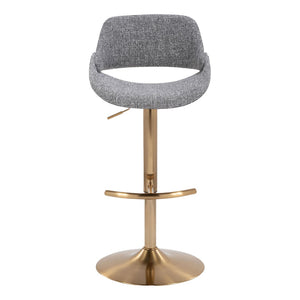 English Elm Contemporary Swivel Barstools with Gold Metal Base and Textured Fabric Set of 2 Gray B202P291163