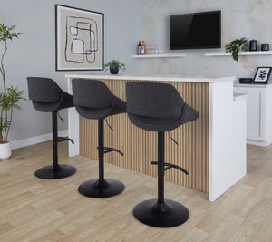 English Elm Contemporary Swivel Barstools Upholstered Cushioned Seats for Kitchen Island Set of 2 Charcoal Black B202P291165